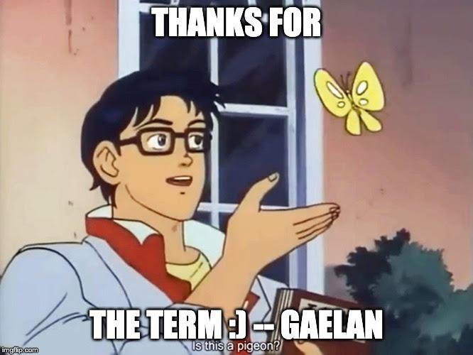 Butterfly meme saying "Thanks for the Term"